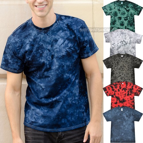 T-shirt Tie Dye Crystal Royal - Colortone 100% Coton - Tailles S à 3XL - Style Décontracté Années 80