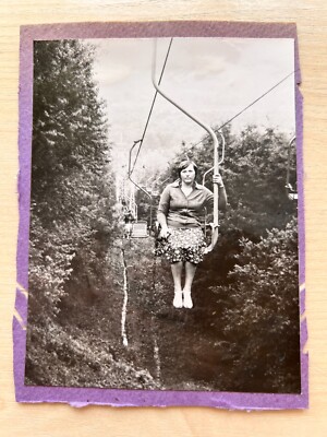 1970s Young woman Cableway photo Ropeway Attraction Vintage photo