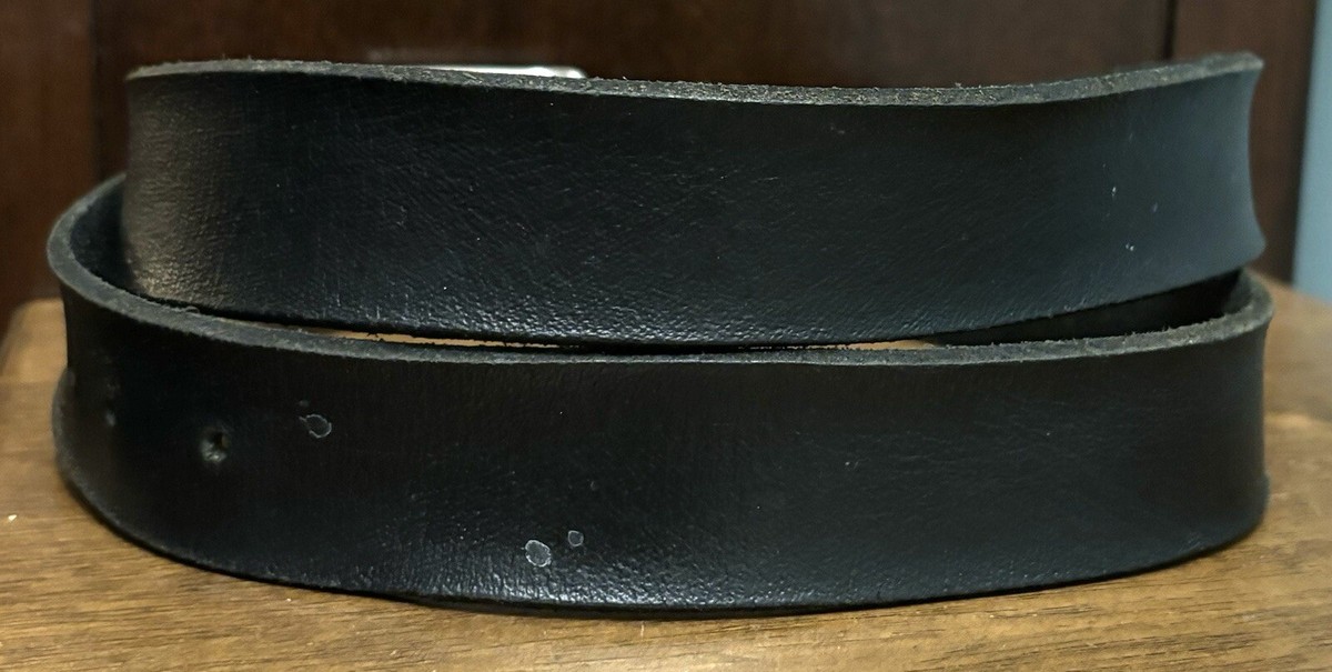 Distressed Black Leather Belt Sz 38-44 1-3/8”Wide Sold As Is Read