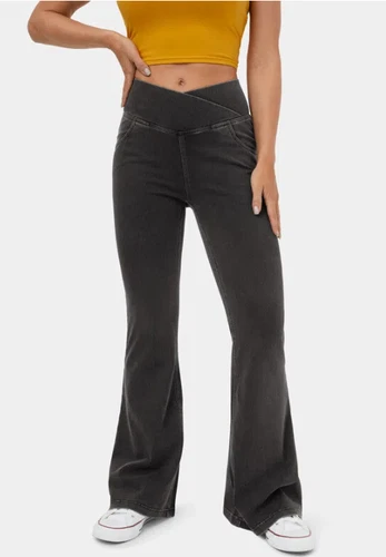 Ladies Stretch Elastic Waist Pockets Flared Pants Jeans Denim Trousers PLUS-SIZE - Picture 6 of 28