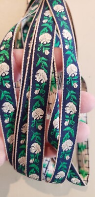 Embroidered, Jacquard Floral Ribbon Trim  Sewing Crafts Vintage 4 yds 22 in