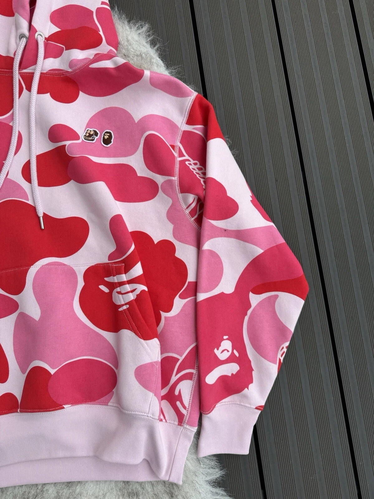 A BATHING APE (BAPE) Felpa con cappuccio BAPE X BAYC rosa piccola media XLarge scimmia annoiata yacht club mimetica