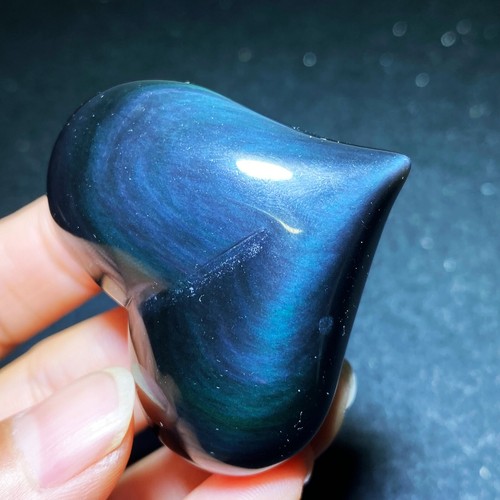 46g Rare Natural Rainbow Flash Obsidian Sphere Heart Reiki Stone Healing C472 - Picture 10 of 10