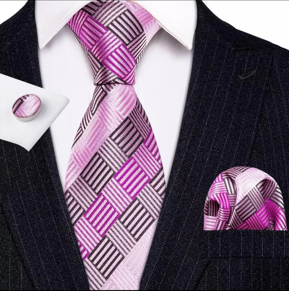 Premium Quality Jaquard Men Ties Pocket Square Tie Clips Cufflinks 5 Piece Sets - Image 4 of 4