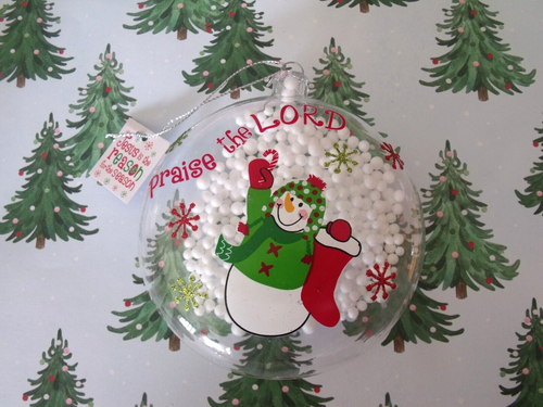 New Snowman Praise for the Lord Globe w Snow Christmas Ornament - Picture 5 of 7