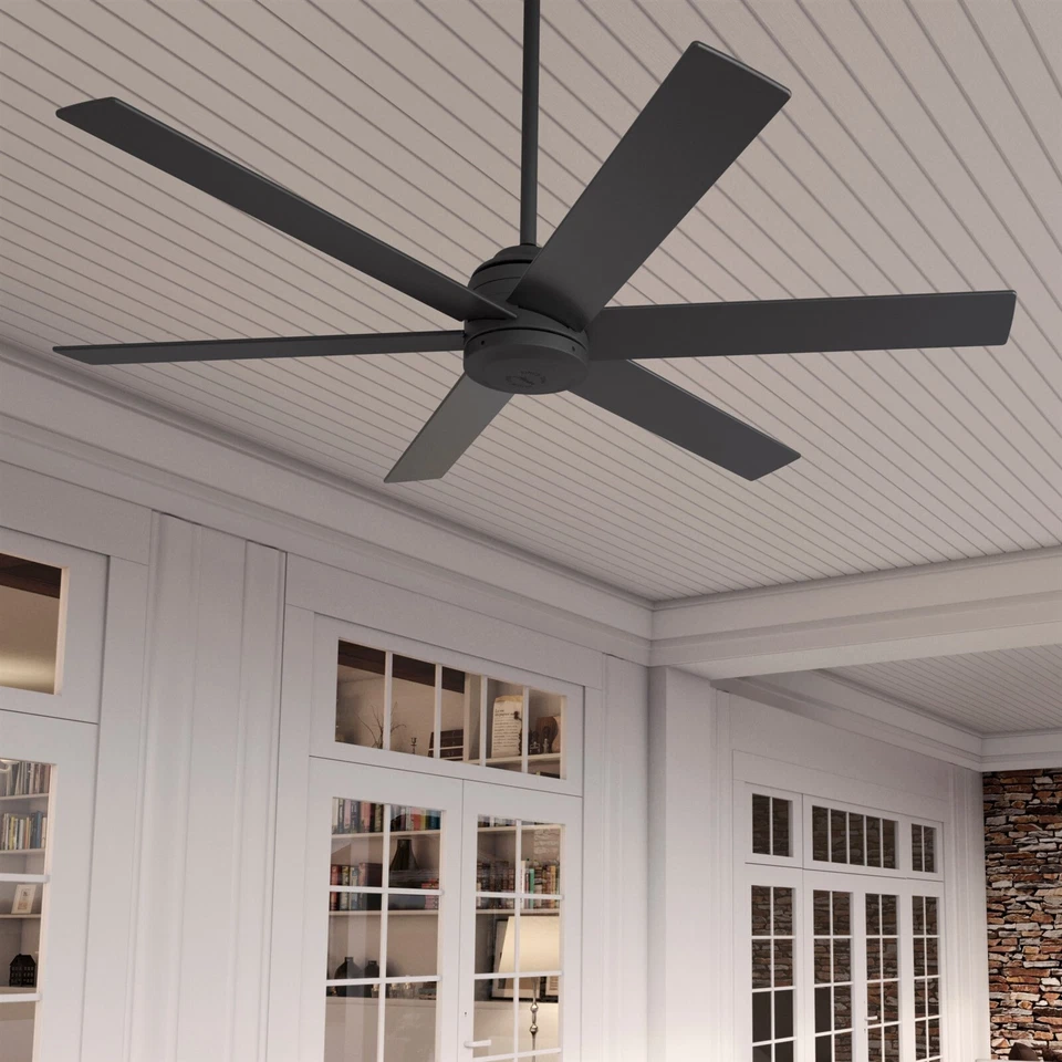 Hunter Fan 60 in Contemporary Matte Black Indoor/Outdoor Ceiling Fan w 6 Blades - Image 2 of 4