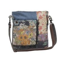 Myra Bag Le Fleur Blu Shoulder Purse Crossbody Denim Floral