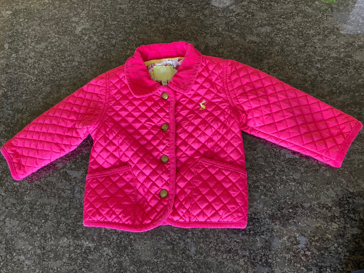 Joules Girls Pink Quilted Coat Age 6-9 Excellent Condition