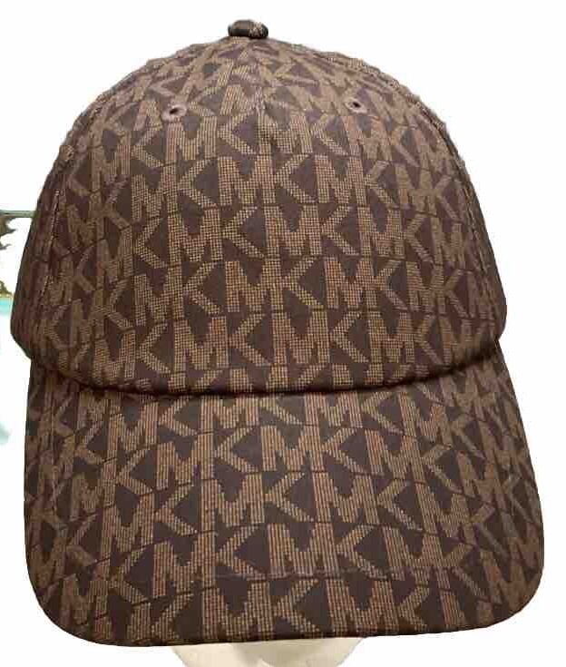 MICHAEL KORS Baseball MK Logo Baseball Cap Brown Signature MK Logo MSRP $68  NWOT