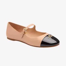 Coach Aubree Mary Jane Flats Shoes Women's Beechwood/Black Leather Rubber sole