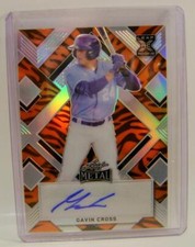 GAVIN CROSS #4 /4 TIGER AUTO AUTOGRAPHED LEAF METAL BASEBALL 2022