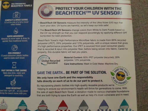 New Beachtech Kids Hooded Towel with UV Sensor super heros! - Picture 7 of 7
