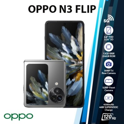 OPPO Find N3 Flip 5G 12GB+256GB Dual SIM Android Cell Phone -BLACK (Global)
