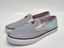 Sperry x Brooks Brothers Striped Seersucker Slip On Sneakers Mens Size 11.5 US