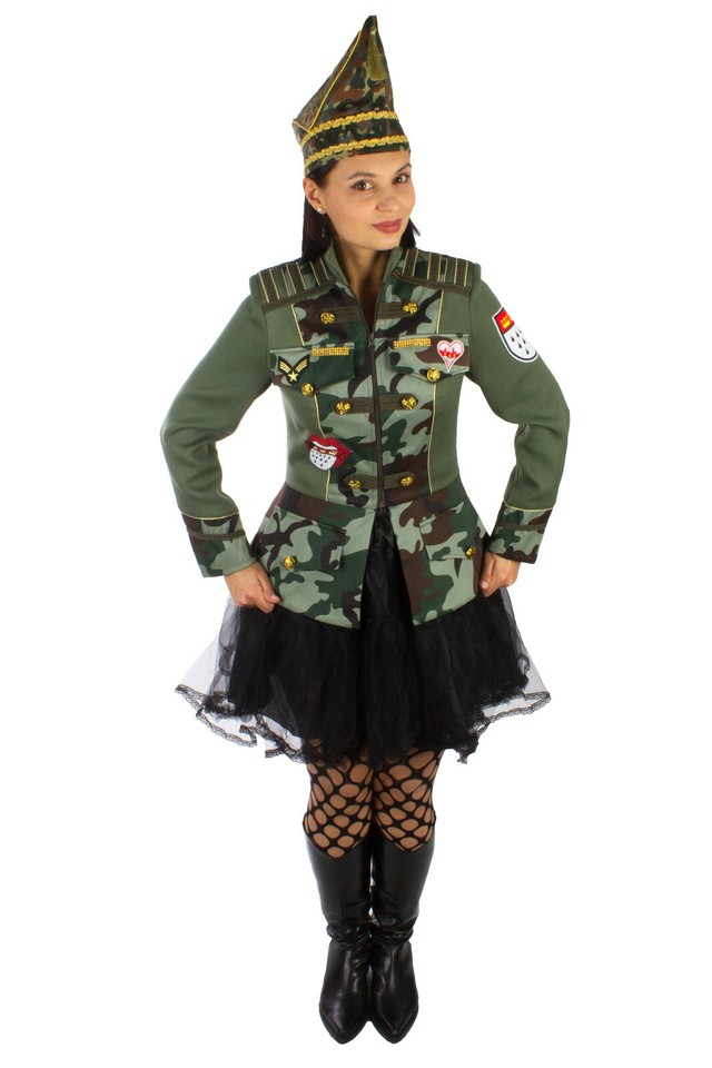 Disfraz Colonia de Carnaval Mujer Militar Camuflaje 3 Piezas