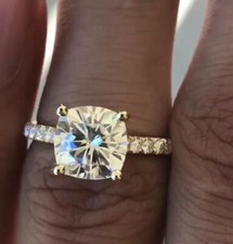 3Ct White Cushion Cut CZ Engagement Wedding Ring Solid 925 Sterling Silver