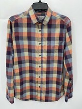 Jack and Jones Shirt Mens Small Red Blue Plaid Long Sleeve Button Up Preppy