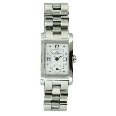 1990s Ladies Baume & Mercier Hampton MV045139 Quartz Wristwatch with White Dial on Deployment