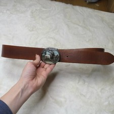 1986 C J Bow Hunter leather vintage belt made in USA sz 34 euc