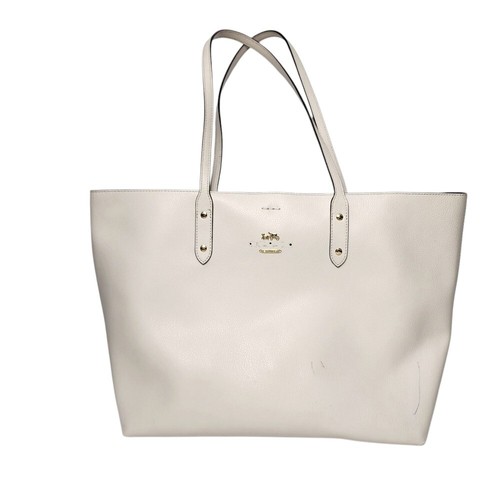 COACH Town Tote Large Leather Shoulder Bag Ivory Chalk 72673