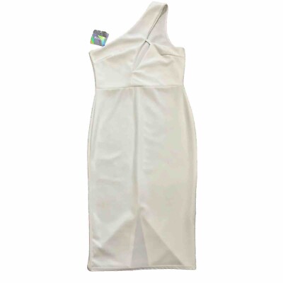 missguided white one shoulder dress MISSGUIDED Elegant One Shoulder Cut-Out Mini Dress With Gold Shell Buckle  DetailMISSGUIDED