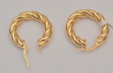 14k Yellow Gold Braid Hoop Earrings 24.6 mm Twist Round