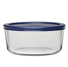 Anchor Hocking Glass Food Storage Container with Lid, 7 Cup Round