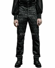 Retro Devil Fashion Men Trousers Pants Black Brocade Gothic Steampunk Aristocrat