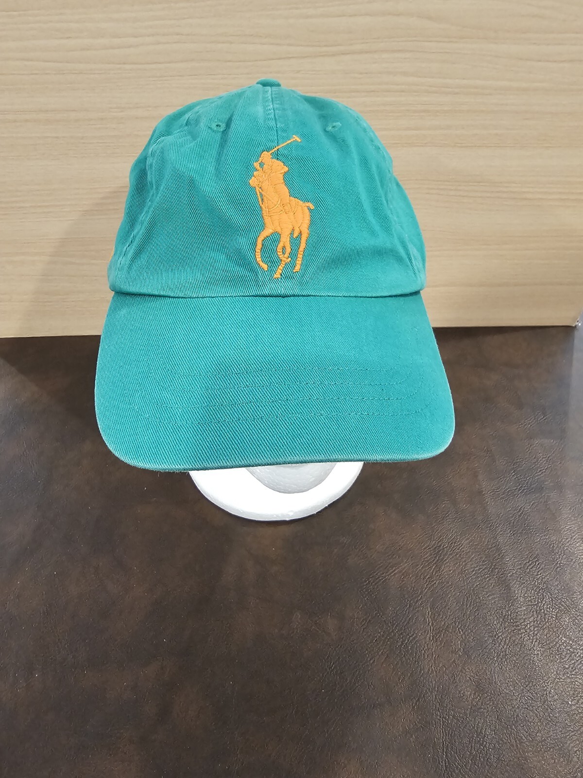 Cappello berretto Polo Ralph Lauren anni 90 rugby big pony #3 cinturino posteriore verde oro