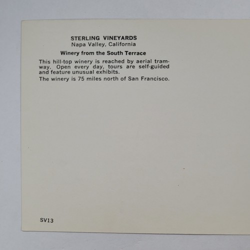 Sterling Vineyards Napa Valley Calistoga California Winery c1970s VTG Postcard - Picture 5 of 6