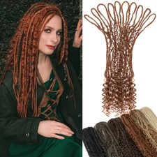 22" Double Ended Dreadlocks Extensions Curly Boho Box Braids Curl DE Dreads Locs