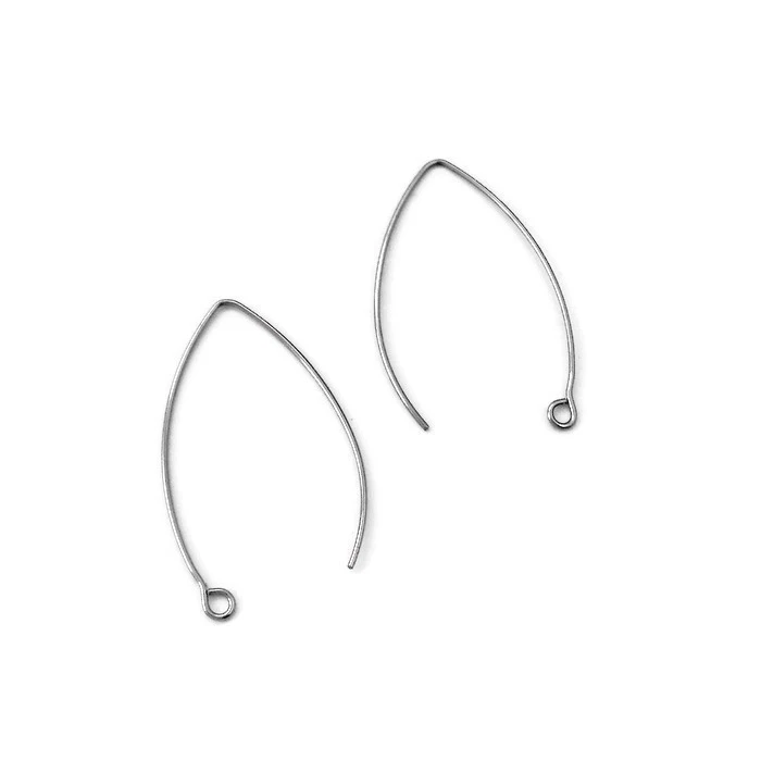 20 x Pairs Stainless Steel Marquise Earring Hooks Earwires 19