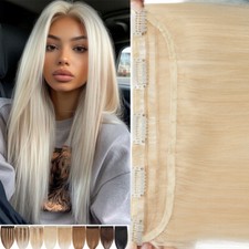 Thick Russian Blonde One Piece Clip In Human Remy Hair Extensions 3/4 Full Head