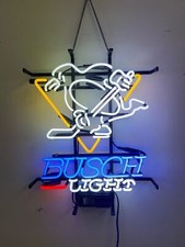 Pittsburgh Penguins Hockey Neon Lamp Light Sign Beer Bar Real Glass Open 24