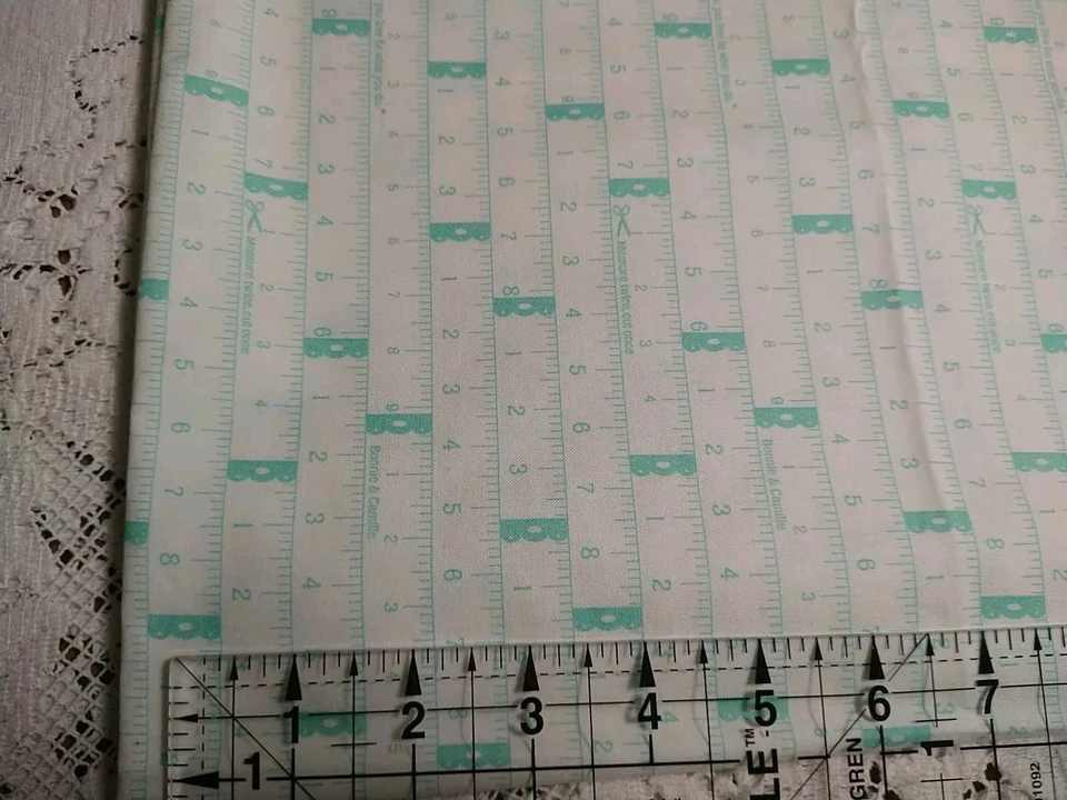 Little Snippets by Bonnie & Camille Moda Aqua Tape Measures Measure Twice 18x29 - Image 4 of 4