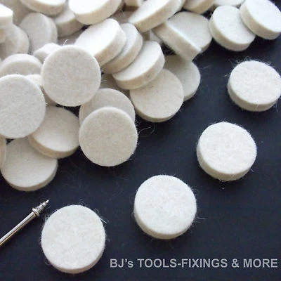 20 LARGE 25mm FELT BUFFING WHEEL KIT -USE WITH ROTARY HOBBY TOOL & DREMEL.