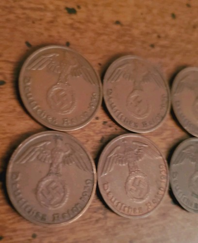 Coin Lot Third Reich WW2 German 1 REICHSPFENNIG 1937 -1939 SWASTIKA USA SHIPPED! - Picture 2 of 12