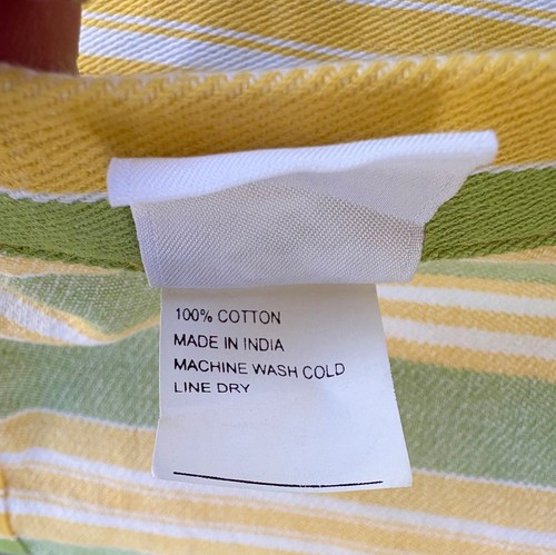 PAMELA KLINE TRADITIONS STRIPED GREEN & YELLOW TABLECLOTH, 66 X 68 - Picture 3 of 4