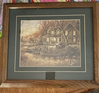 Art Print  Best Friends  By Terry Teflon. Wood Frame excellent condition  