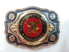 Vintage National Rifle Association Of America Eagle Red Belt Buckle U.S.A