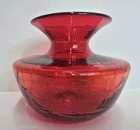 Blenko Joel Myer #6614 Tangerine/Red Spittoon Urn Crackle Glass.Glows. READ. '68