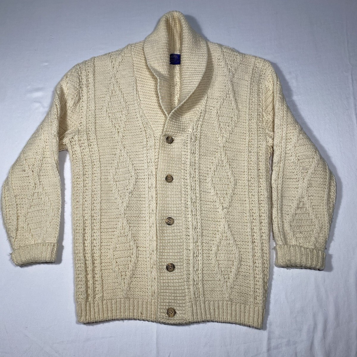 Vintage 1960s Pendleton Pure Virgin Wool Cable Knit Cardigan Size 