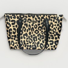 Coach Leopard Print Tote Bag Gold Hardware Double Handles Women  s Shoulder Bag