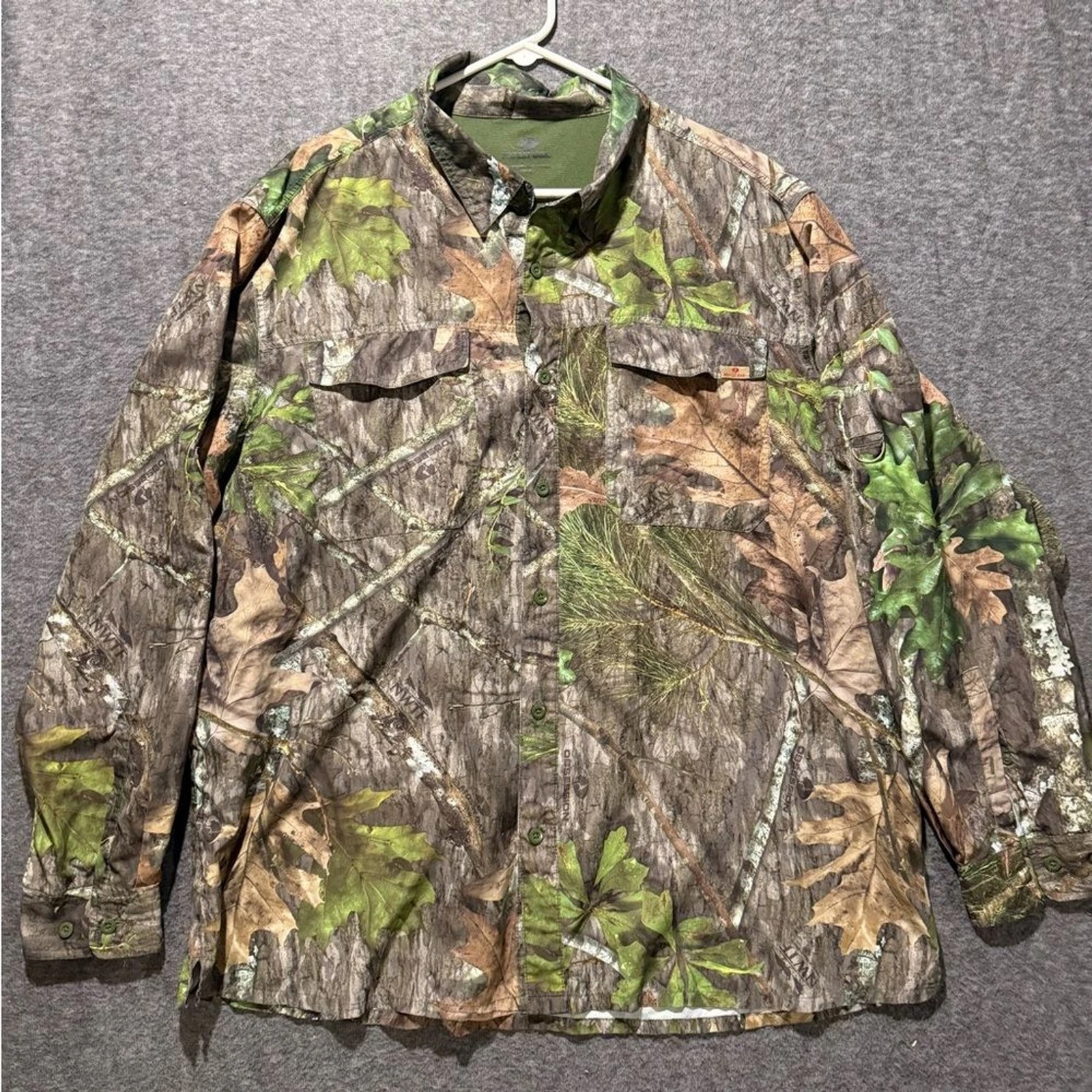 Mossy Oak Camo Performance Fishing Shirt Mens 2XL vented button up hunt outdoors