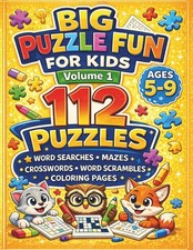 BIG PUZZLE FUN FOR KIDS: 92 Puzzles   Word Searches, Mazes, Crosswords  Colorin