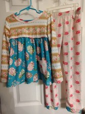 Sweet Honey Floral Outfit Hydrangeas  Roses, Long Slv, Pocket, Girl's Size 6