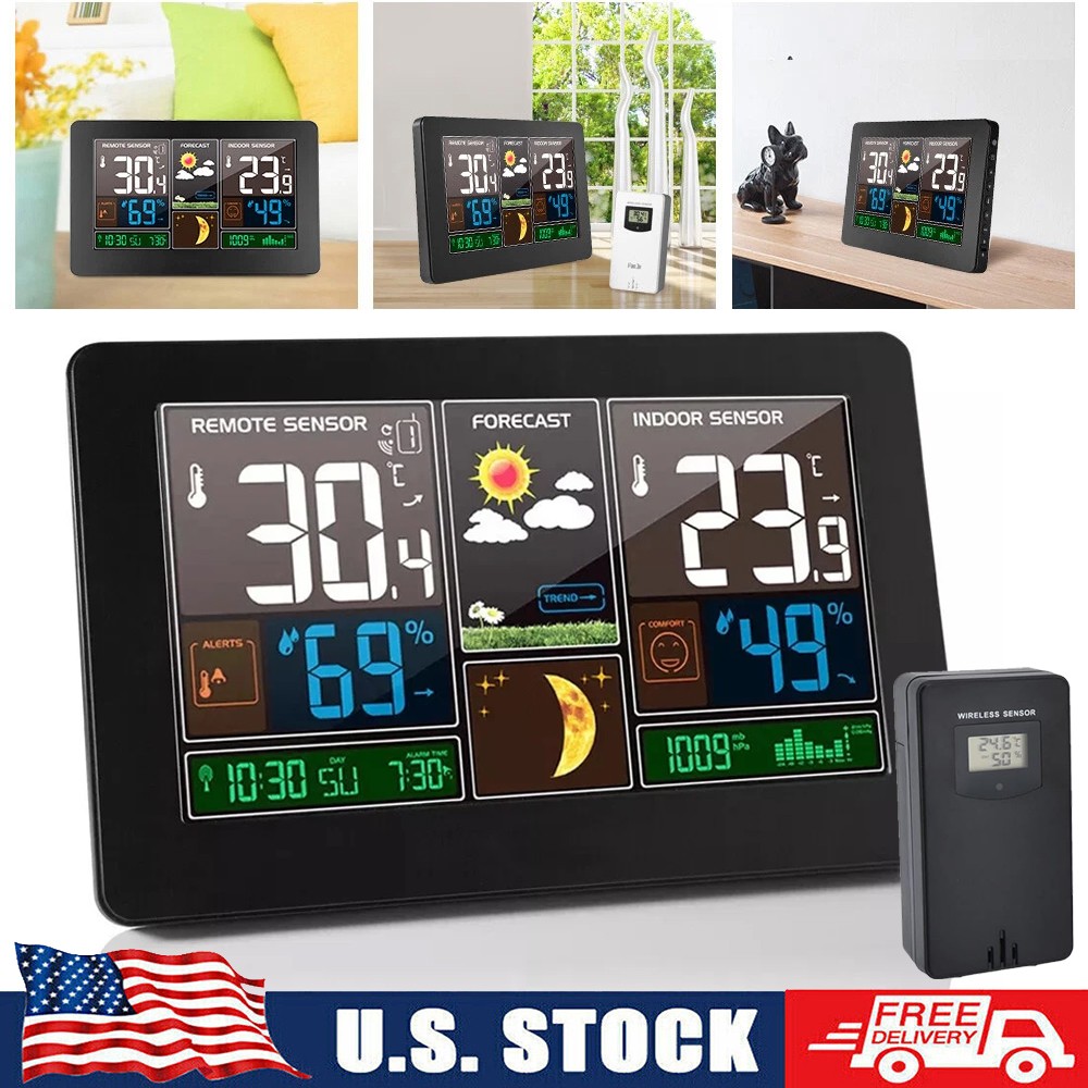 Clock Indoor & Outdoor Calendar Thermometer Wireless