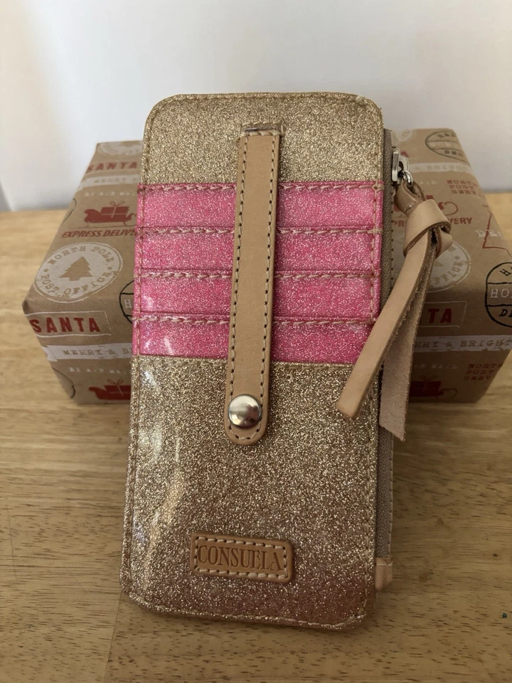 Consuela Card wallet Pink With Gold Glitter Bling Beautiful - Image 2 of 4