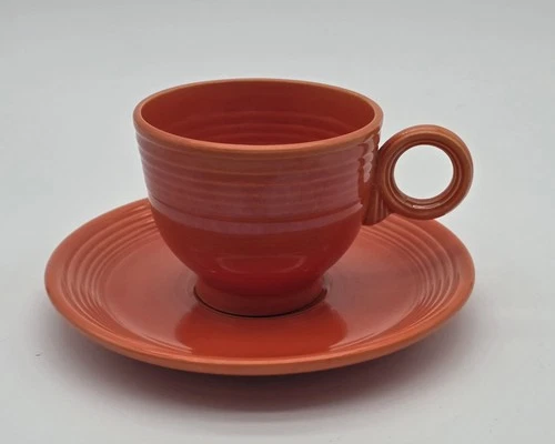 Vintage Fiesta "Radioactive Red" Cup & Saucer Uranium Glaze