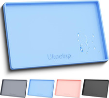 Extra Thick Silicone Mat Waterproof with Raised Edge 34" x 22", Under Sink Mat f